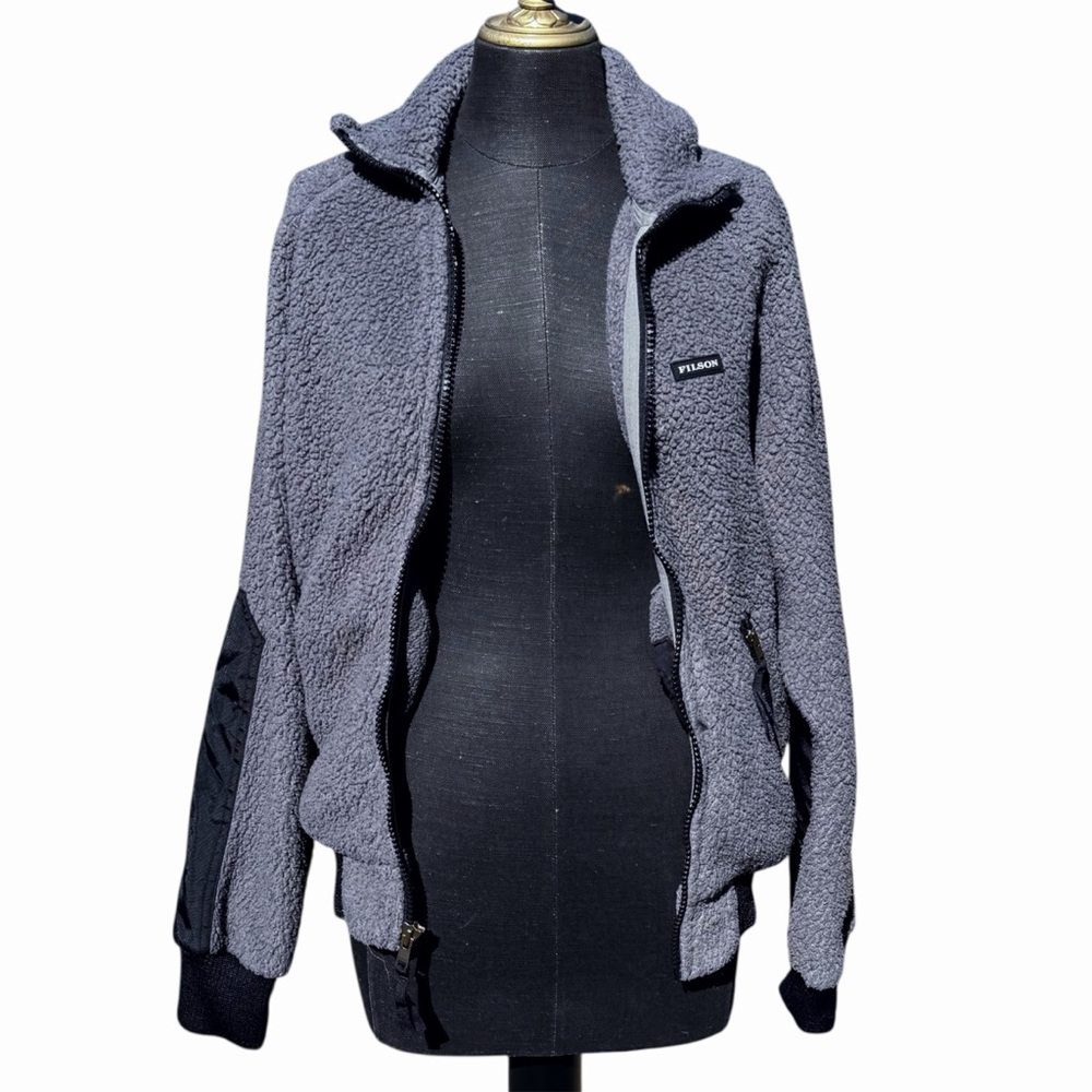 Filson Jacket Size Men’s XS Sherpa Fleece Full Zip Grey Black - Picture 2 of 6